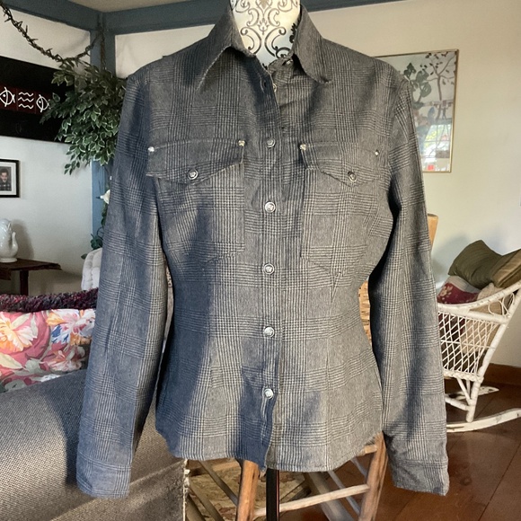 Versace Jeans Signature 100% wool western style button up shirt size L - Picture 1 of 11